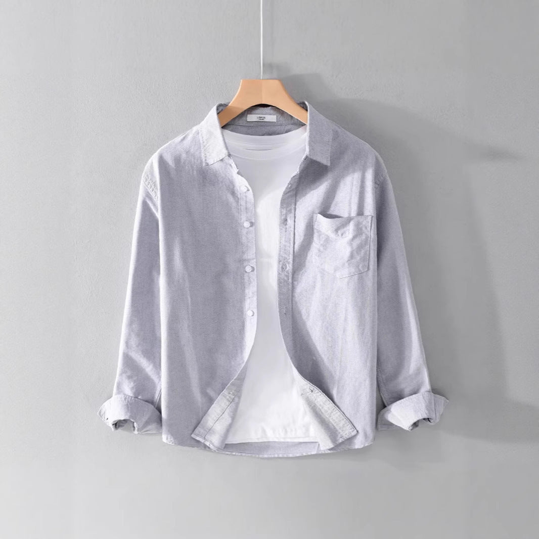 Solid Color Shirt Boys Coat Spring And Autumn Long Sleeve White Autumn Top